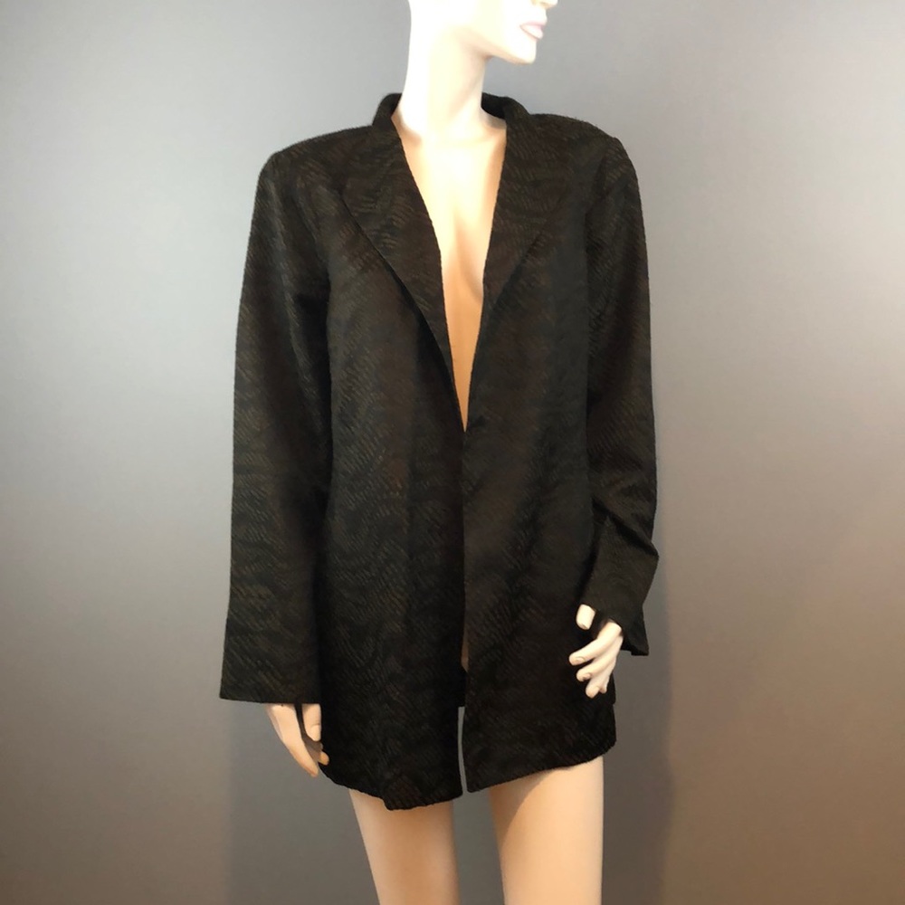 NWOT Eileen Fisher Silk Jacket Black/Brown Large